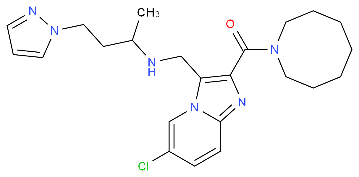 N-{[2-(1-azocanylcarbonyl)-6-chloroimidazo[1,2-a]pyridin-3-yl]methyl}-4-(1H-pyrazol-1-yl)-2-butanamine_分子结构_CAS_)