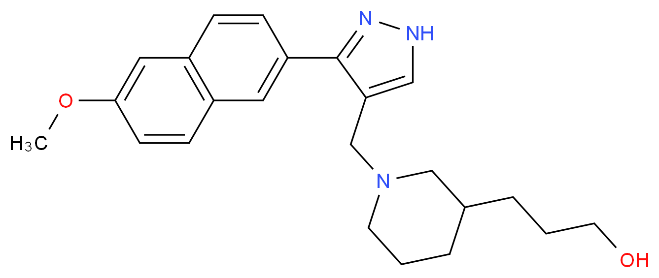 3-(1-{[3-(6-methoxy-2-naphthyl)-1H-pyrazol-4-yl]methyl}-3-piperidinyl)-1-propanol_分子结构_CAS_)
