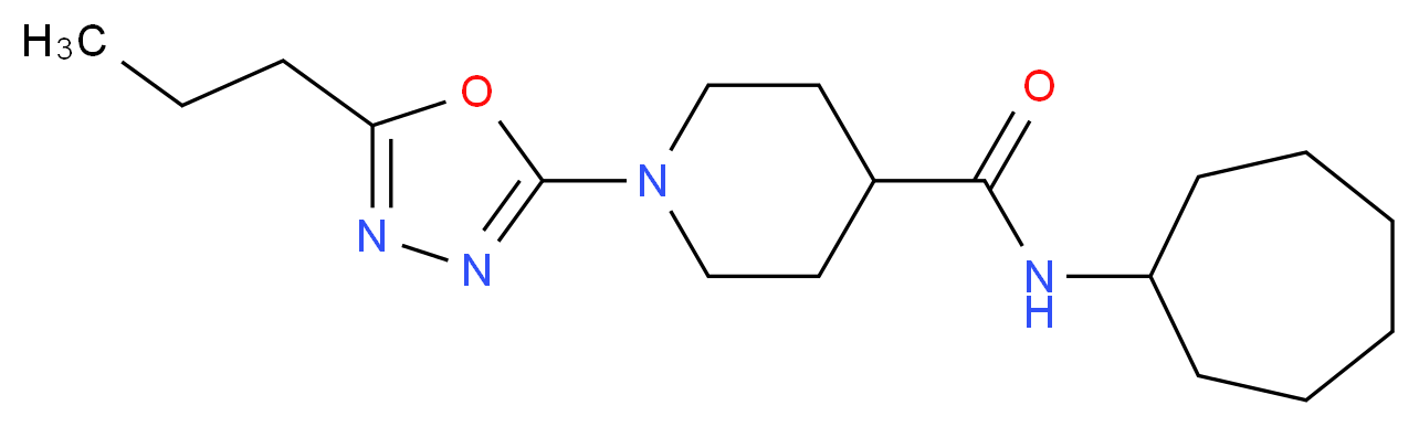 N-cycloheptyl-1-(5-propyl-1,3,4-oxadiazol-2-yl)piperidine-4-carboxamide_分子结构_CAS_)