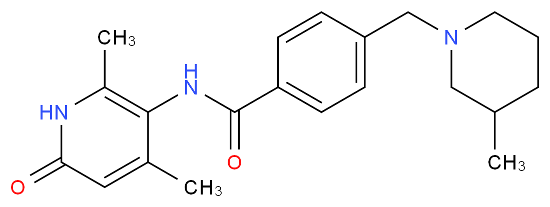 N-(2,4-dimethyl-6-oxo-1,6-dihydropyridin-3-yl)-4-[(3-methylpiperidin-1-yl)methyl]benzamide_分子结构_CAS_)
