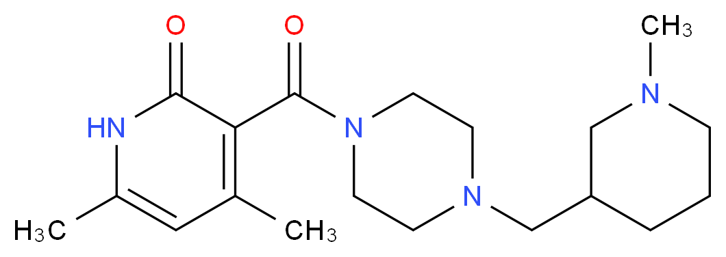 4,6-dimethyl-3-({4-[(1-methyl-3-piperidinyl)methyl]-1-piperazinyl}carbonyl)-2(1H)-pyridinone_分子结构_CAS_)