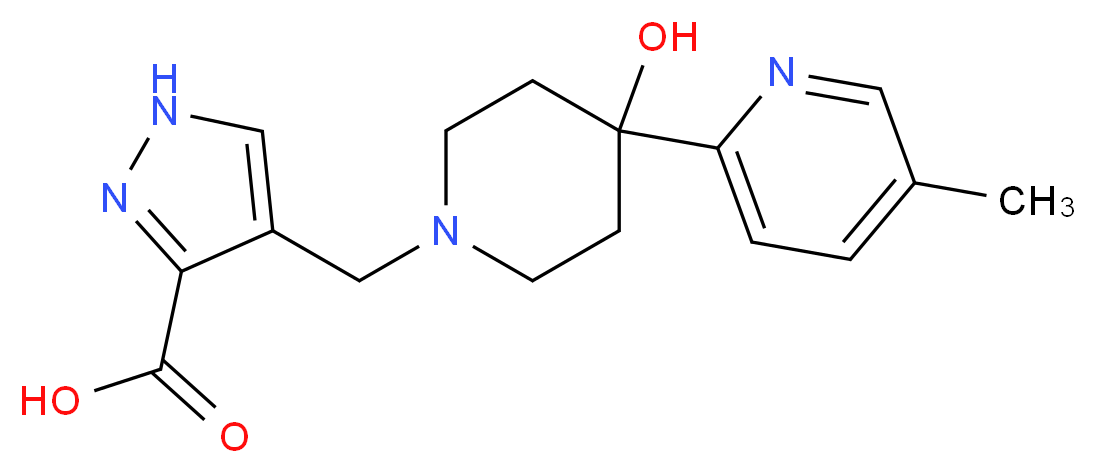 4-{[4-hydroxy-4-(5-methylpyridin-2-yl)piperidin-1-yl]methyl}-1H-pyrazole-3-carboxylic acid_分子结构_CAS_)