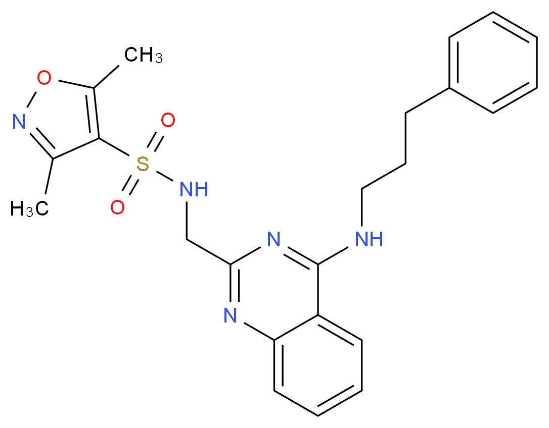 3,5-dimethyl-N-({4-[(3-phenylpropyl)amino]-2-quinazolinyl}methyl)-4-isoxazolesulfonamide_分子结构_CAS_)