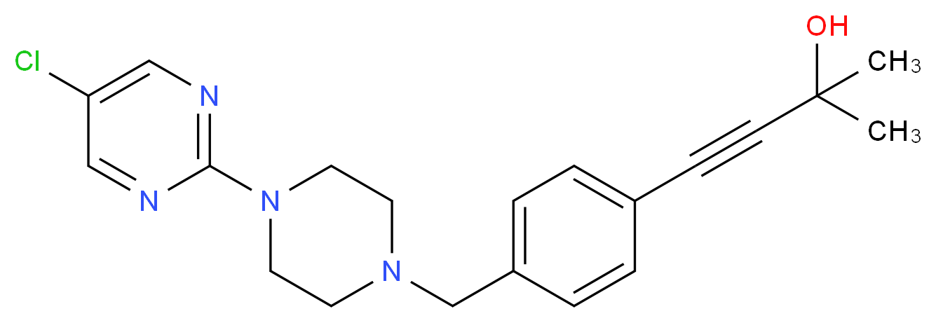 4-(4-{[4-(5-chloropyrimidin-2-yl)piperazin-1-yl]methyl}phenyl)-2-methylbut-3-yn-2-ol_分子结构_CAS_)