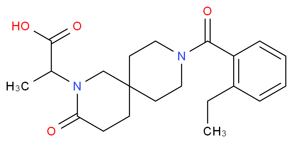 2-[9-(2-ethylbenzoyl)-3-oxo-2,9-diazaspiro[5.5]undec-2-yl]propanoic acid_分子结构_CAS_)