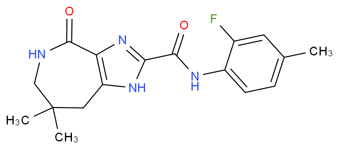 N-(2-fluoro-4-methylphenyl)-7,7-dimethyl-4-oxo-1,4,5,6,7,8-hexahydroimidazo[4,5-c]azepine-2-carboxamide_分子结构_CAS_)