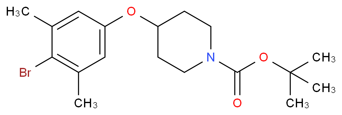 tert-butyl 4-(4-bromo-3,5-dimethylphenoxy)piperidine-1-carboxylate_分子结构_CAS_1072944-63-8