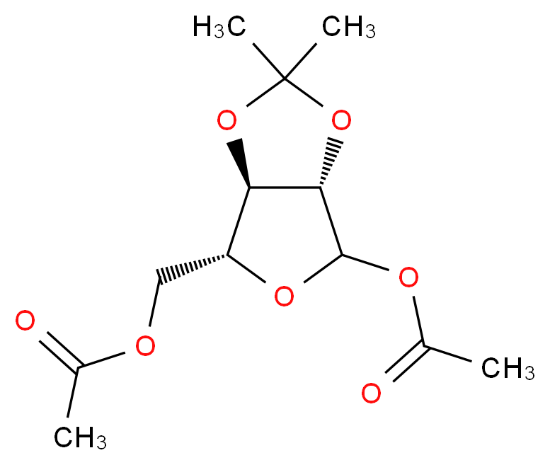 [(3aR,4R,6aS)-6-(acetyloxy)-2,2-dimethyl-tetrahydro-2H-furo[3,4-d][1,3]dioxol-4-yl]methyl acetate_分子结构_CAS_53821-66-2