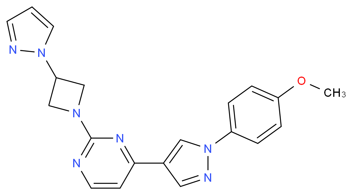 4-[1-(4-methoxyphenyl)-1H-pyrazol-4-yl]-2-[3-(1H-pyrazol-1-yl)azetidin-1-yl]pyrimidine_分子结构_CAS_)