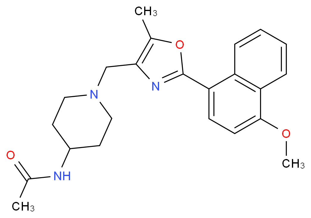 N-(1-{[2-(4-methoxy-1-naphthyl)-5-methyl-1,3-oxazol-4-yl]methyl}piperidin-4-yl)acetamide_分子结构_CAS_)