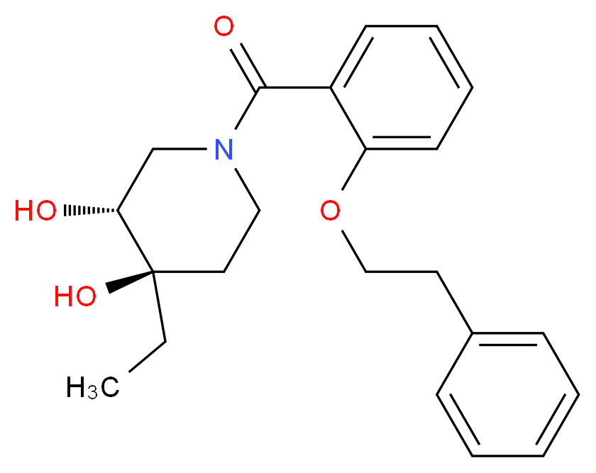 (3R*,4R*)-4-ethyl-1-[2-(2-phenylethoxy)benzoyl]piperidine-3,4-diol_分子结构_CAS_)