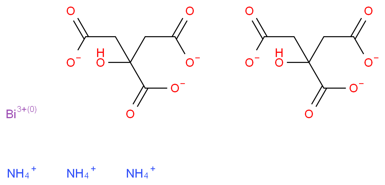 bismuth(3+) ion triammonium bis(2-hydroxypropane-1,2,3-tricarboxylate)_分子结构_CAS_10377-58-4