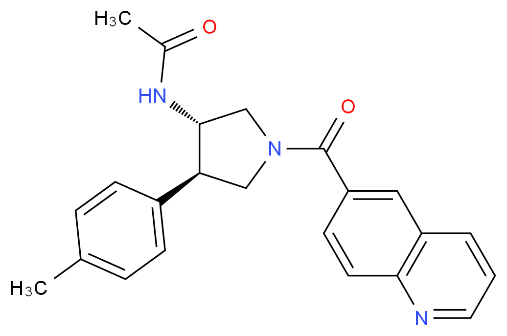 N-[(3S*,4R*)-4-(4-methylphenyl)-1-(quinolin-6-ylcarbonyl)pyrrolidin-3-yl]acetamide_分子结构_CAS_)