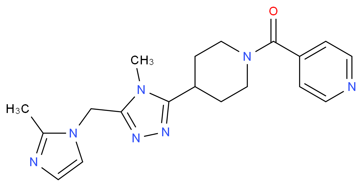 4-[(4-{4-methyl-5-[(2-methyl-1H-imidazol-1-yl)methyl]-4H-1,2,4-triazol-3-yl}piperidin-1-yl)carbonyl]pyridine_分子结构_CAS_)