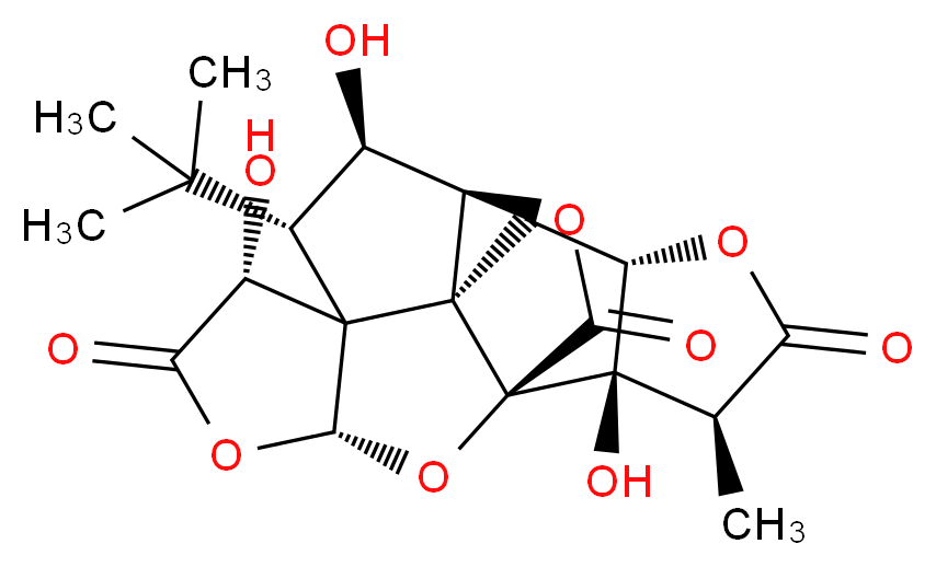 (1R,3R,6R,7S,8S,9R,10S,11S,13S,16S,17R)-8-tert-butyl-6,9,17-trihydroxy-16-methyl-2,4,14,19-tetraoxahexacyclo[8.7.2.0^{1,11}.0^{3,7}.0^{7,11}.0^{13,17}]nonadecane-5,15,18-trione_分子结构_CAS_107438-79-9