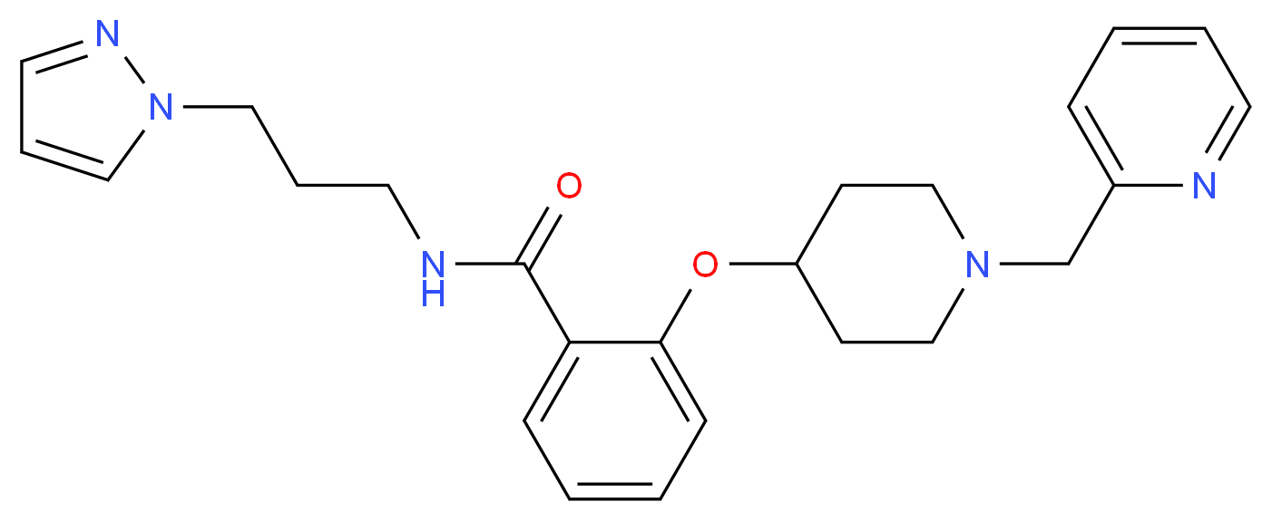 N-[3-(1H-pyrazol-1-yl)propyl]-2-{[1-(2-pyridinylmethyl)-4-piperidinyl]oxy}benzamide_分子结构_CAS_)