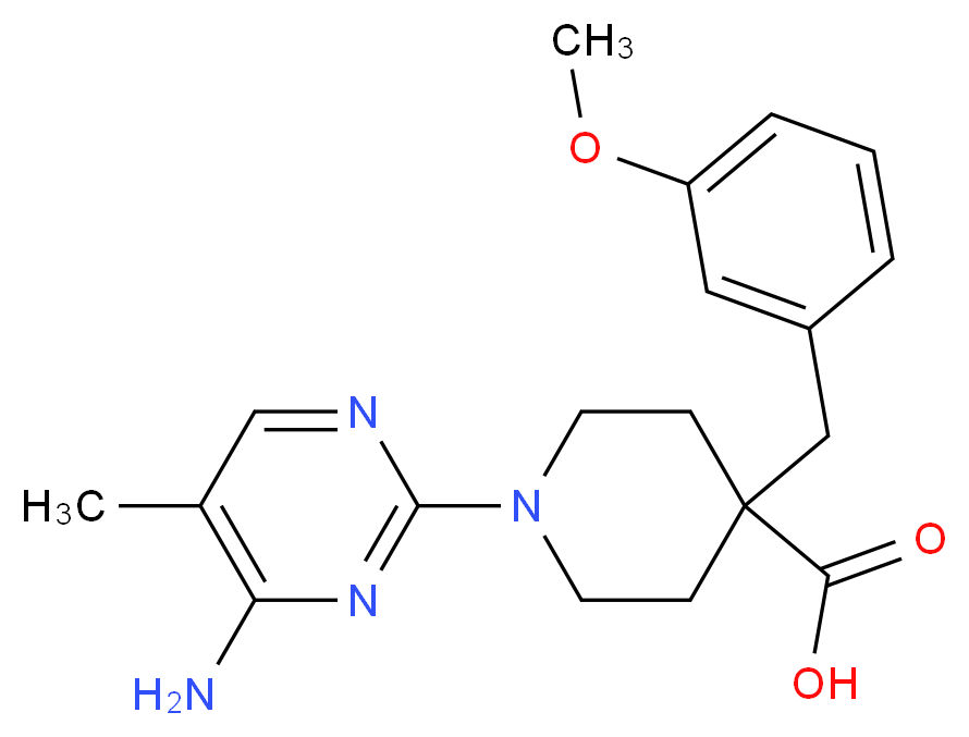 1-(4-amino-5-methylpyrimidin-2-yl)-4-(3-methoxybenzyl)piperidine-4-carboxylic acid_分子结构_CAS_)