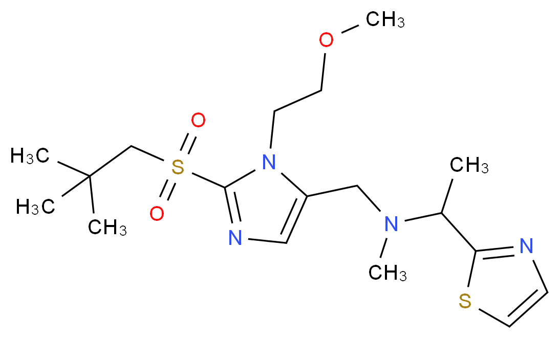 N-{[2-[(2,2-dimethylpropyl)sulfonyl]-1-(2-methoxyethyl)-1H-imidazol-5-yl]methyl}-N-methyl-1-(1,3-thiazol-2-yl)ethanamine_分子结构_CAS_)