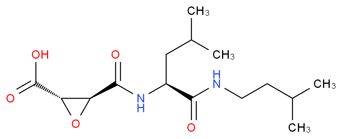 (2S,3S)-3-{[(1S)-3-methyl-1-[(3-methylbutyl)carbamoyl]butyl]carbamoyl}oxirane-2-carboxylic acid_分子结构_CAS_76684-89-4