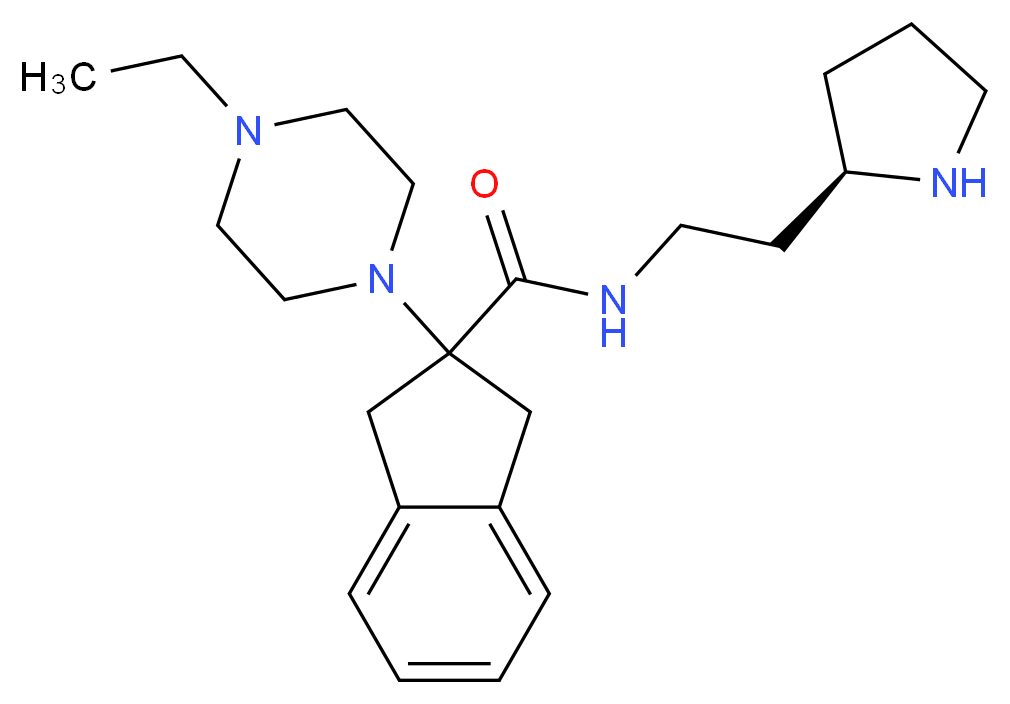 2-(4-ethyl-1-piperazinyl)-N-{2-[(2R)-2-pyrrolidinyl]ethyl}-2-indanecarboxamide_分子结构_CAS_)