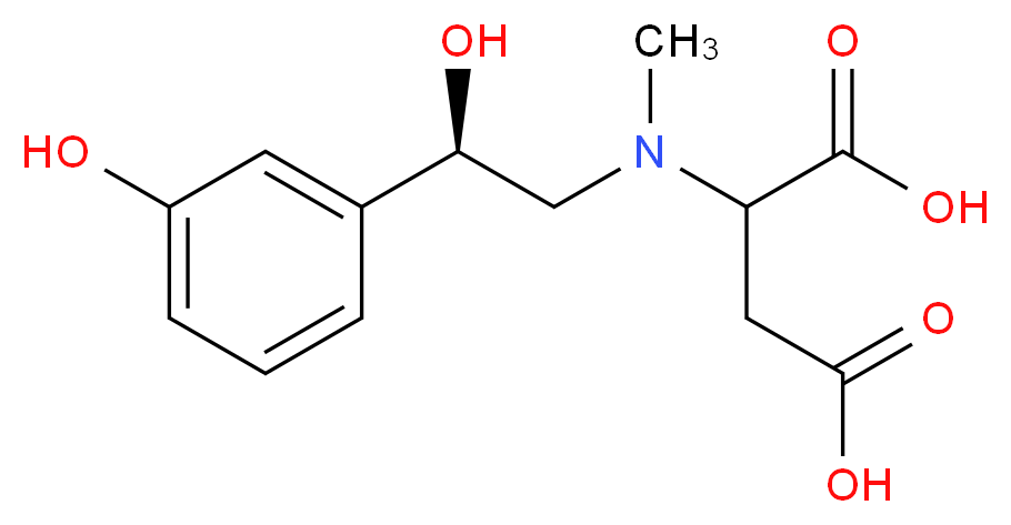 2-{[(2R)-2-hydroxy-2-(3-hydroxyphenyl)ethyl](methyl)amino}butanedioic acid_分子结构_CAS_915278-80-7