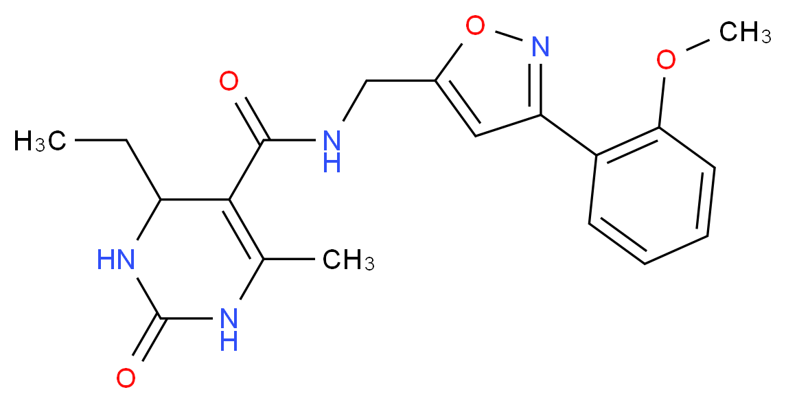 4-ethyl-N-{[3-(2-methoxyphenyl)isoxazol-5-yl]methyl}-6-methyl-2-oxo-1,2,3,4-tetrahydropyrimidine-5-carboxamide_分子结构_CAS_)