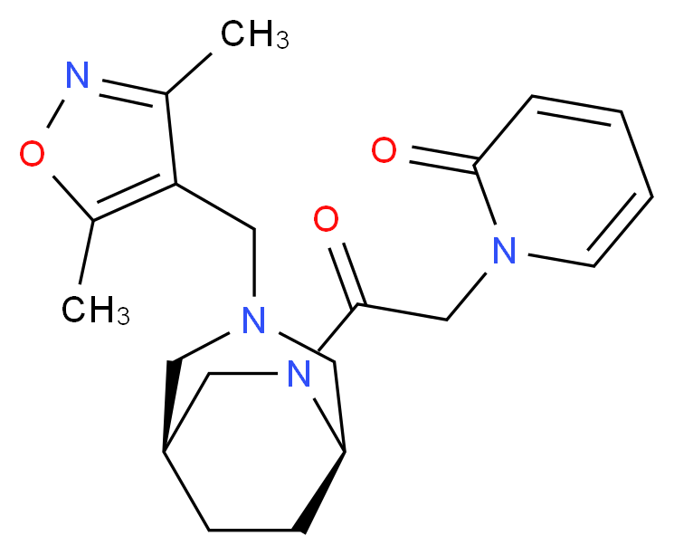 1-(2-{(1S*,5R*)-3-[(3,5-dimethylisoxazol-4-yl)methyl]-3,6-diazabicyclo[3.2.2]non-6-yl}-2-oxoethyl)pyridin-2(1H)-one_分子结构_CAS_)
