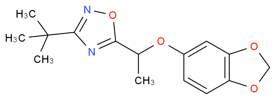 5-[1-(1,3-benzodioxol-5-yloxy)ethyl]-3-tert-butyl-1,2,4-oxadiazole_分子结构_CAS_)