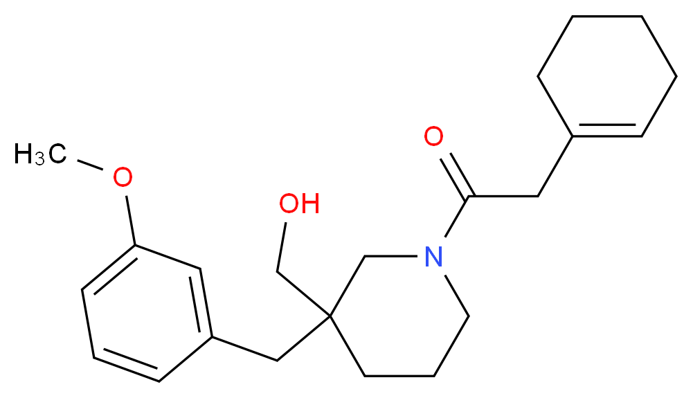 [1-(1-cyclohexen-1-ylacetyl)-3-(3-methoxybenzyl)-3-piperidinyl]methanol_分子结构_CAS_)