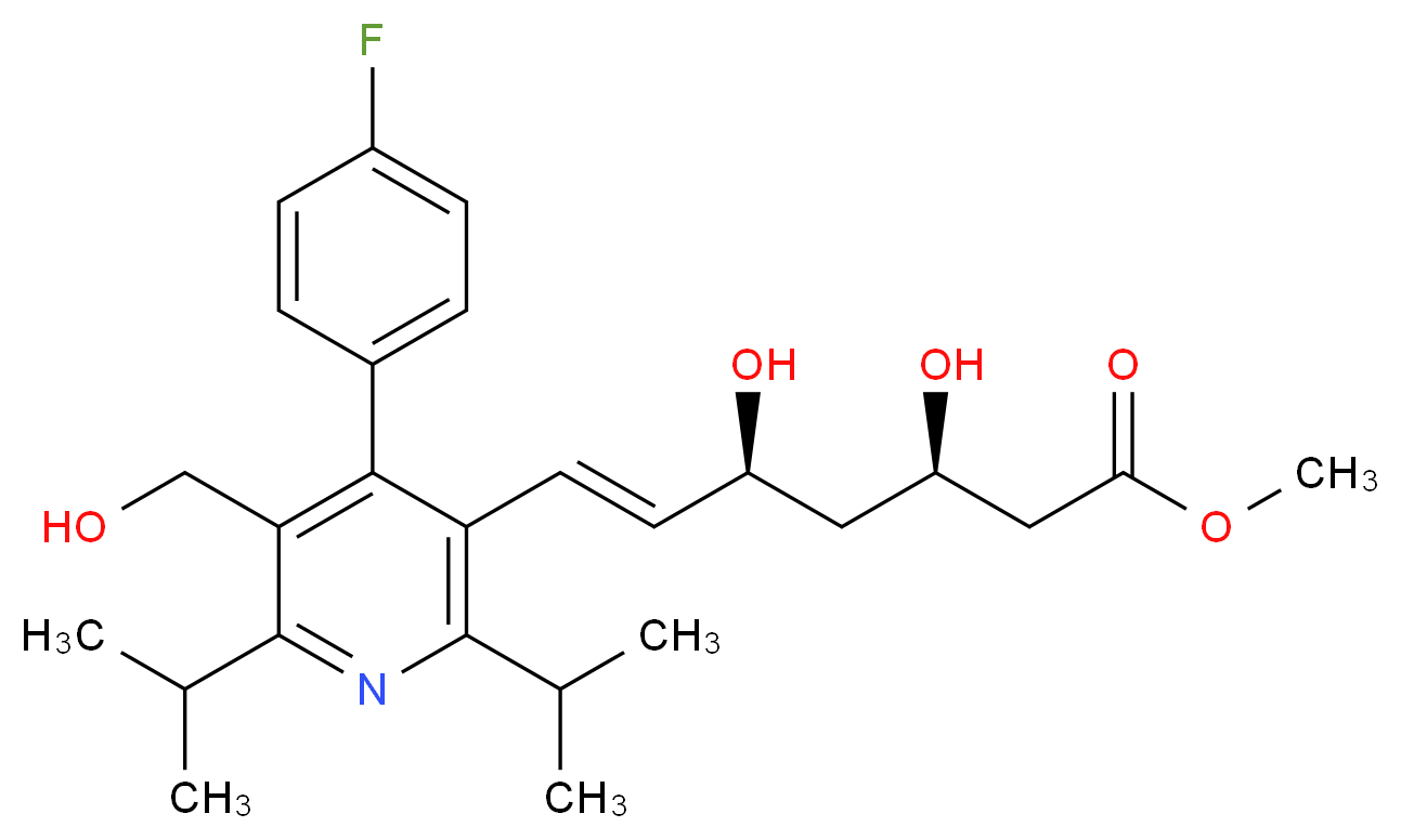 methyl (3R,5S,6E)-7-[4-(4-fluorophenyl)-5-(hydroxymethyl)-2,6-bis(propan-2-yl)pyridin-3-yl]-3,5-dihydroxyhept-6-enoate_分子结构_CAS_124863-87-2