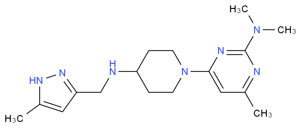 N,N,4-trimethyl-6-(4-{[(5-methyl-1H-pyrazol-3-yl)methyl]amino}piperidin-1-yl)pyrimidin-2-amine_分子结构_CAS_)