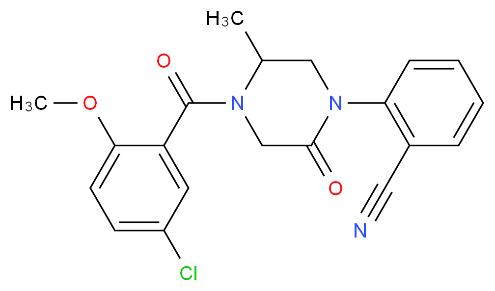 2-[4-(5-chloro-2-methoxybenzoyl)-5-methyl-2-oxo-1-piperazinyl]benzonitrile_分子结构_CAS_)