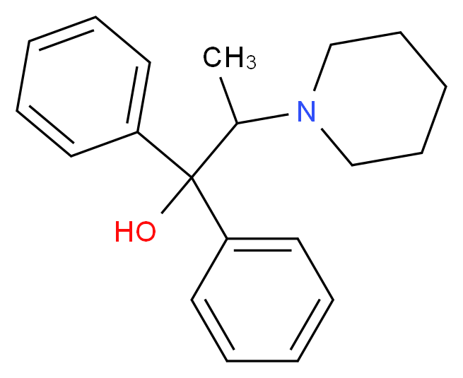 1,1-diphenyl-2-(piperidin-1-yl)propan-1-ol_分子结构_CAS_510-07-6