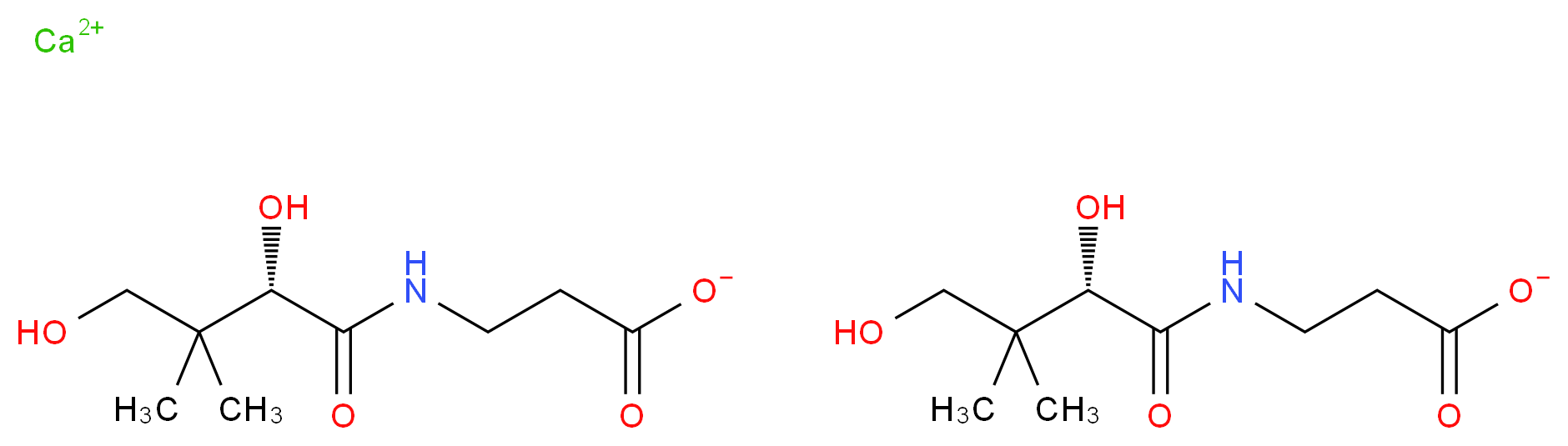 calcium bis(3-[(2S)-2,4-dihydroxy-3,3-dimethylbutanamido]propanoate)_分子结构_CAS_331748-07-3