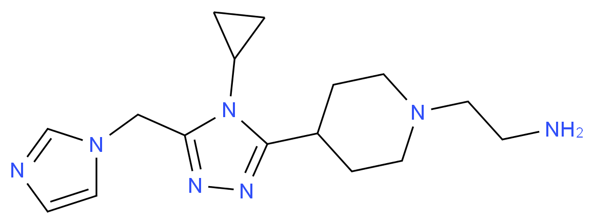 (2-{4-[4-cyclopropyl-5-(1H-imidazol-1-ylmethyl)-4H-1,2,4-triazol-3-yl]piperidin-1-yl}ethyl)amine_分子结构_CAS_)