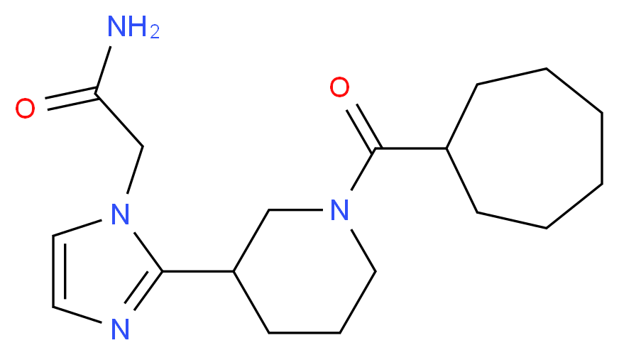 2-{2-[1-(cycloheptylcarbonyl)piperidin-3-yl]-1H-imidazol-1-yl}acetamide_分子结构_CAS_)
