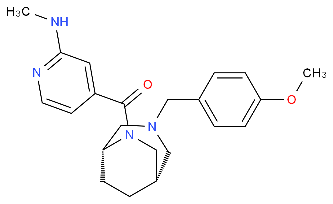4-{[(1S*,5R*)-3-(4-methoxybenzyl)-3,6-diazabicyclo[3.2.2]non-6-yl]carbonyl}-N-methylpyridin-2-amine_分子结构_CAS_)