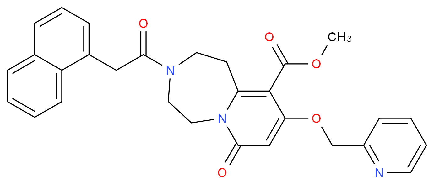 methyl 3-(1-naphthylacetyl)-7-oxo-9-(2-pyridinylmethoxy)-1,2,3,4,5,7-hexahydropyrido[1,2-d][1,4]diazepine-10-carboxylate_分子结构_CAS_)
