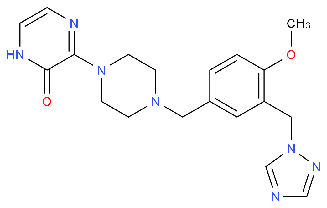 3-{4-[4-methoxy-3-(1H-1,2,4-triazol-1-ylmethyl)benzyl]piperazin-1-yl}pyrazin-2(1H)-one_分子结构_CAS_)