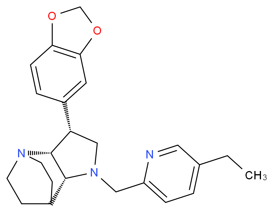(3R*,3aR*,7aR*)-3-(1,3-benzodioxol-5-yl)-1-[(5-ethylpyridin-2-yl)methyl]octahydro-4,7-ethanopyrrolo[3,2-b]pyridine_分子结构_CAS_)