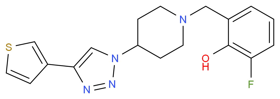 2-fluoro-6-({4-[4-(3-thienyl)-1H-1,2,3-triazol-1-yl]-1-piperidinyl}methyl)phenol_分子结构_CAS_)