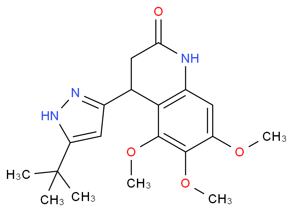 4-(5-tert-butyl-1H-pyrazol-3-yl)-5,6,7-trimethoxy-3,4-dihydroquinolin-2(1H)-one_分子结构_CAS_)