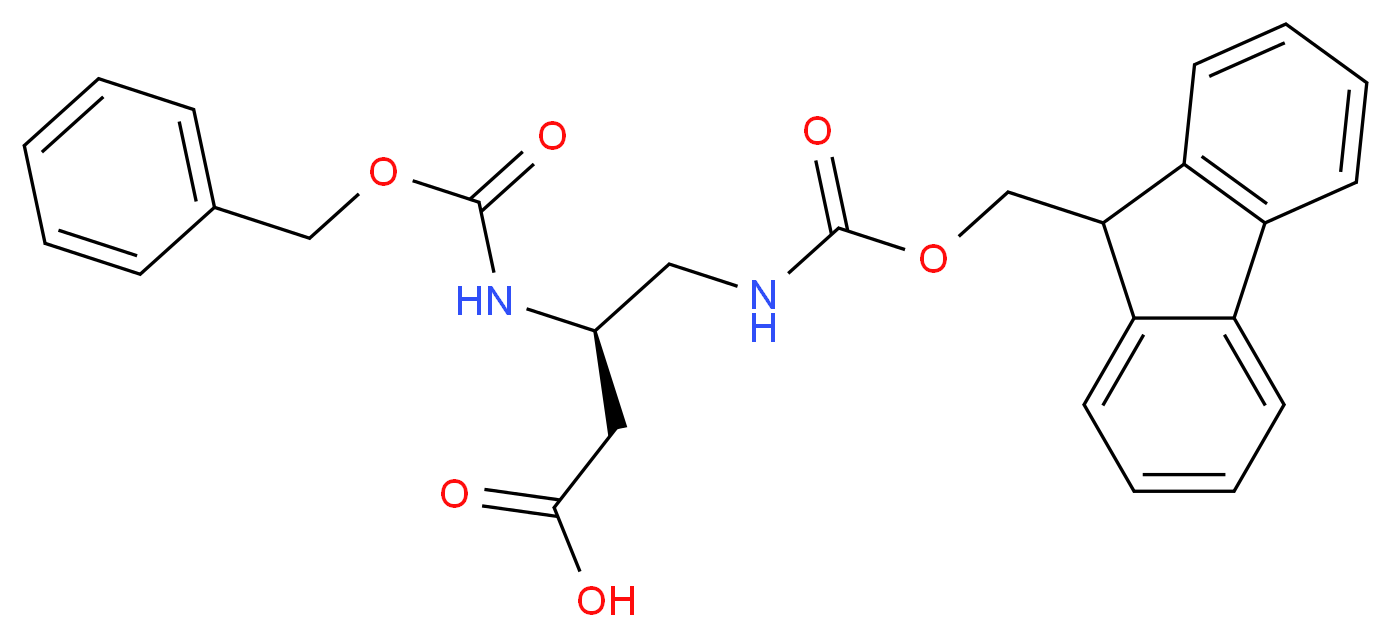 (3R)-3-{[(benzyloxy)carbonyl]amino}-4-{[(9H-fluoren-9-ylmethoxy)carbonyl]amino}butanoic acid_分子结构_CAS_349547-09-7