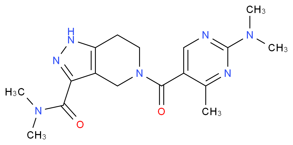 5-{[2-(dimethylamino)-4-methylpyrimidin-5-yl]carbonyl}-N,N-dimethyl-4,5,6,7-tetrahydro-1H-pyrazolo[4,3-c]pyridine-3-carboxamide_分子结构_CAS_)