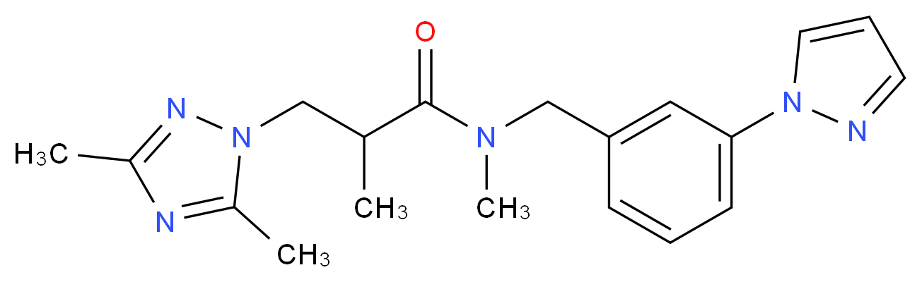 3-(3,5-dimethyl-1H-1,2,4-triazol-1-yl)-N,2-dimethyl-N-[3-(1H-pyrazol-1-yl)benzyl]propanamide_分子结构_CAS_)