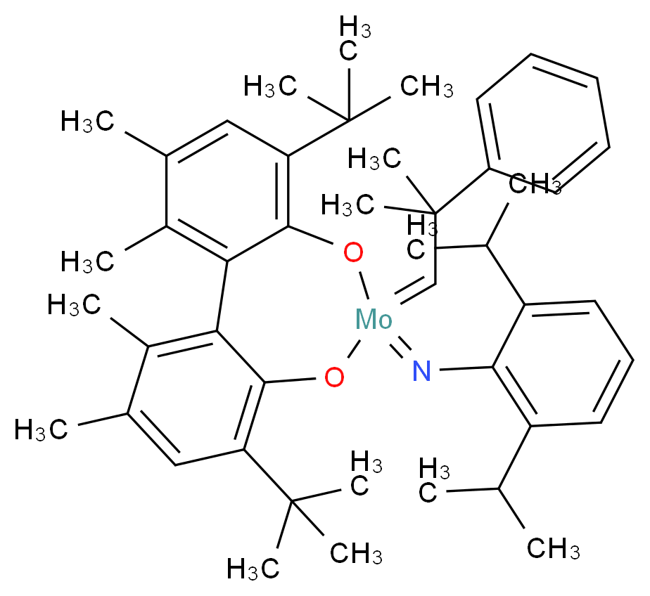 N-[2,6-bis(propan-2-yl)phenyl]-6,12-di-tert-butyl-3,4,14,15-tetramethyl-9-(2-methyl-2-phenylpropylidene)-8,10-dioxa-9-molybdatricyclo[9.4.0.0<sup>2</sup>,<sup>7</sup>]pentadeca-1(15),2,4,6,11,13-hexaen-9-imine_分子结构_CAS_205815-80-1