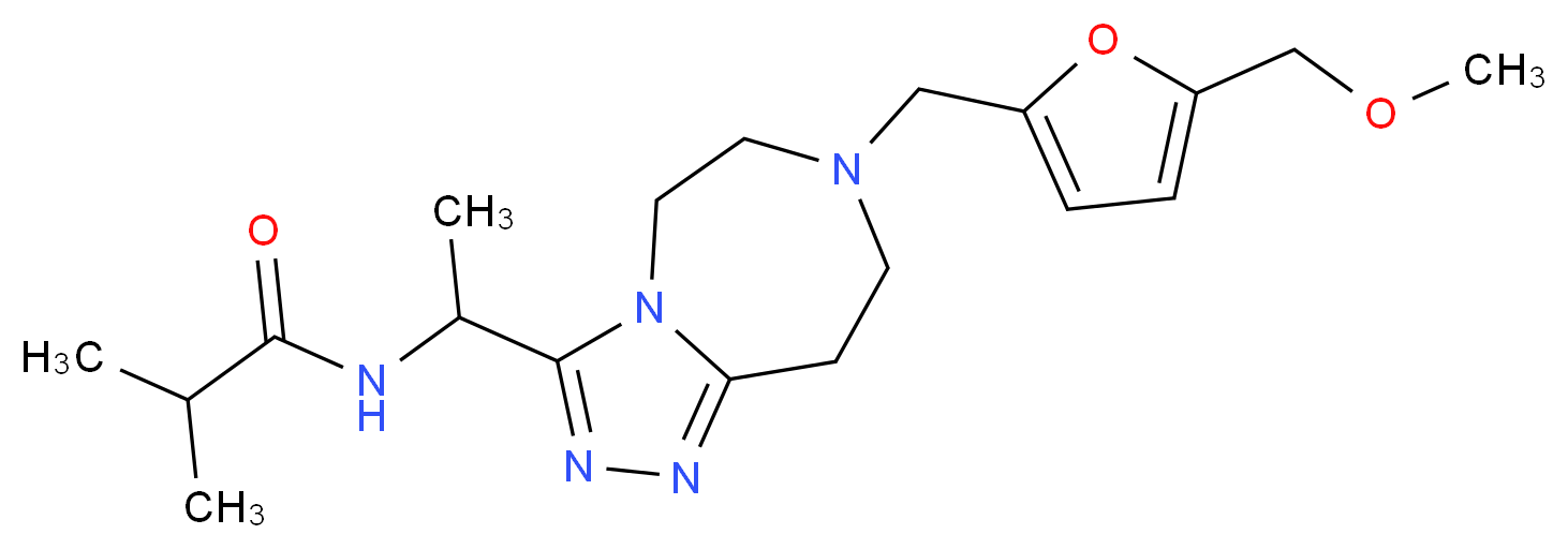 N-[1-(7-{[5-(methoxymethyl)-2-furyl]methyl}-6,7,8,9-tetrahydro-5H-[1,2,4]triazolo[4,3-d][1,4]diazepin-3-yl)ethyl]-2-methylpropanamide_分子结构_CAS_)