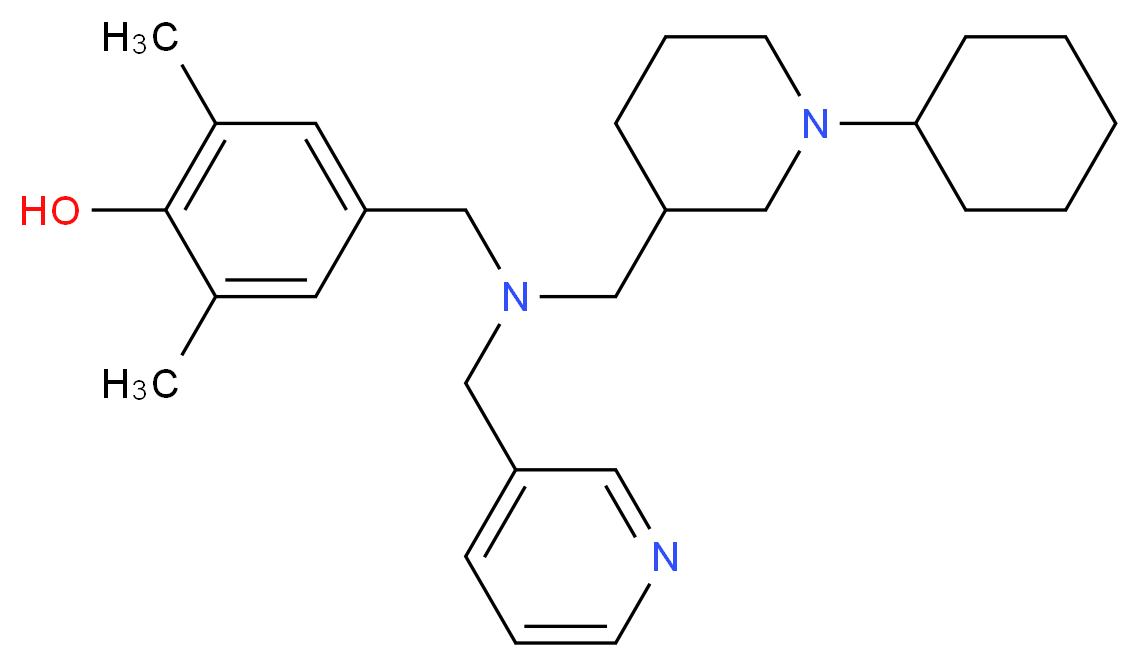 4-{[[(1-cyclohexyl-3-piperidinyl)methyl](3-pyridinylmethyl)amino]methyl}-2,6-dimethylphenol_分子结构_CAS_)