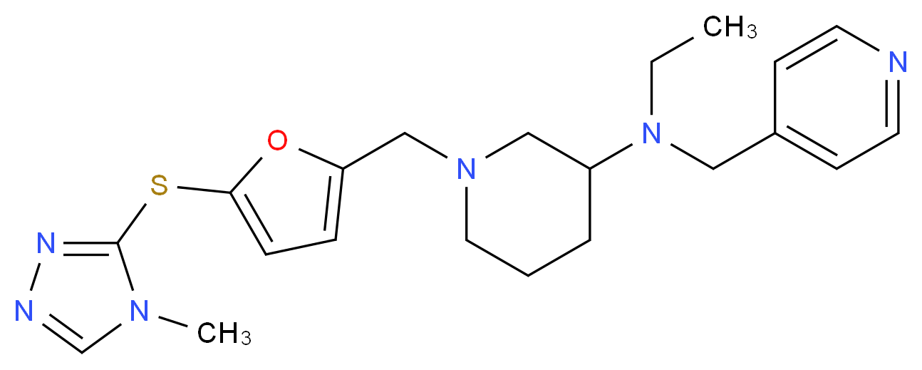 N-ethyl-1-({5-[(4-methyl-4H-1,2,4-triazol-3-yl)thio]-2-furyl}methyl)-N-(4-pyridinylmethyl)-3-piperidinamine_分子结构_CAS_)
