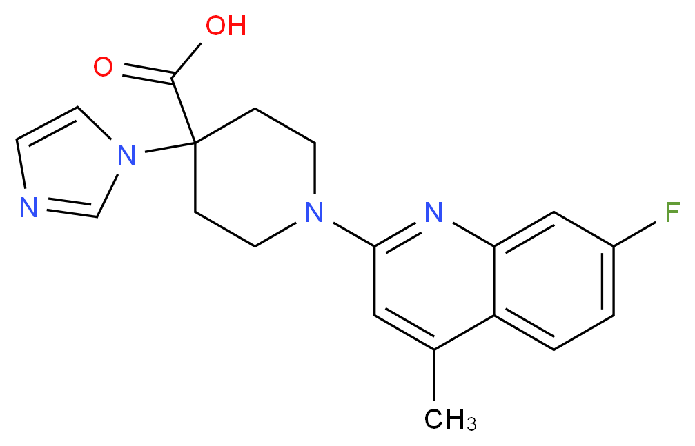 1-(7-fluoro-4-methylquinolin-2-yl)-4-(1H-imidazol-1-yl)piperidine-4-carboxylic acid_分子结构_CAS_)